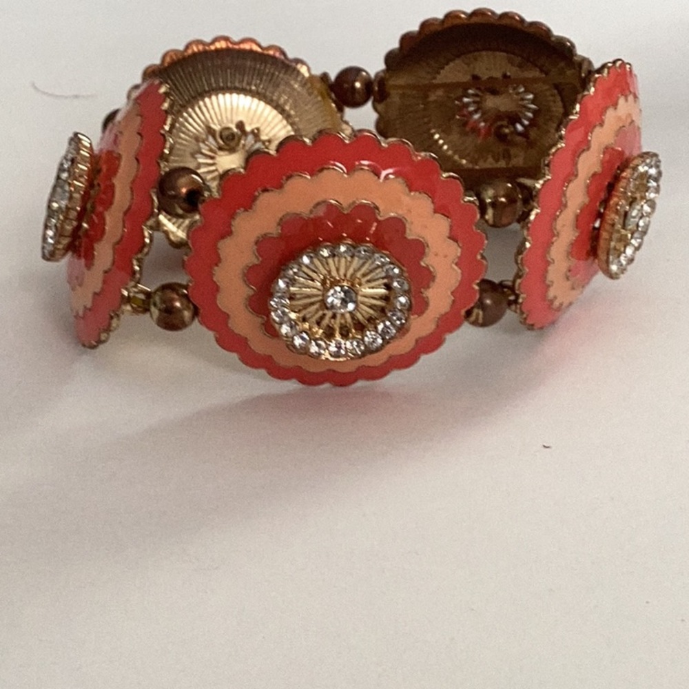 Peach With Rhinestone Strech Bracelet